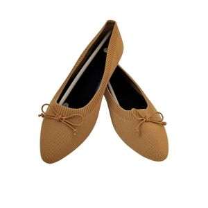 NWT Pointed Toe Knit Mesh Ballet Flats 8.5 Mustard Yellow